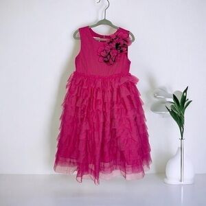 Pippa and Julie Tiered Tulle Hot Pink Barbie Dress Girls 4